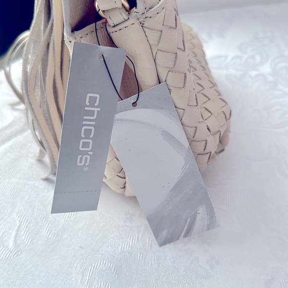 NWT Chico’s Woven leather crossbody bag Alabaster off white - Picture 2 of 15